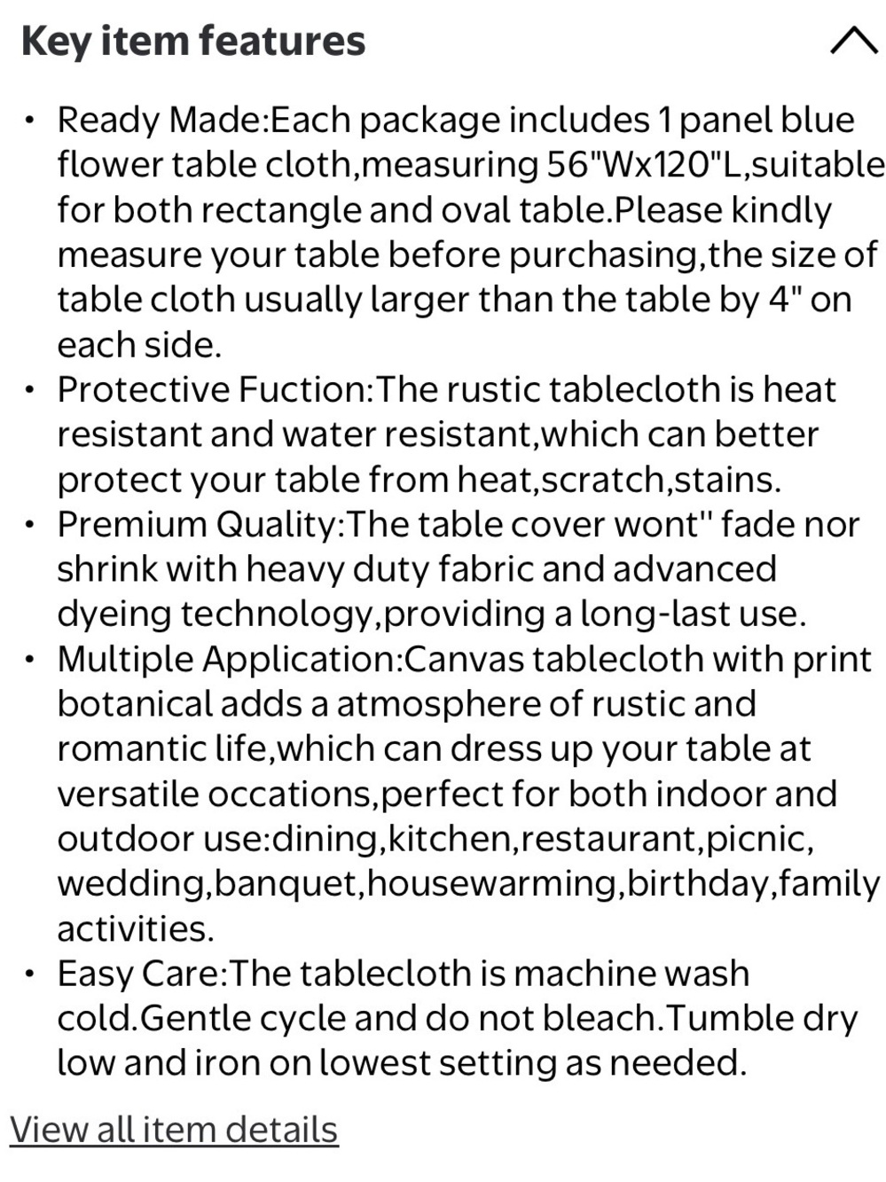 NWB/ Classic Floral Print Tablecloth in White and Blue … Shelf - Picture 3 of 5